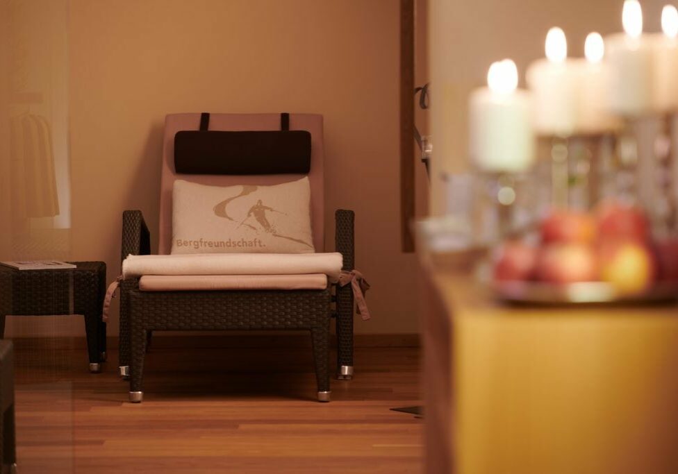 Der Wellnessbereich und Ruheraum im Hotel Garni Schneider.